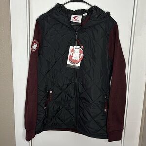 Canada Weather Gear Womens Plus Size Zip Hooded Jacket Coat 1X Cranberry/Black